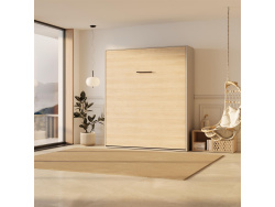 SMARTBett Murphy Bed 180x200 Vertical M3 Depth 55cm Pearl grey / Kayserberg Oak