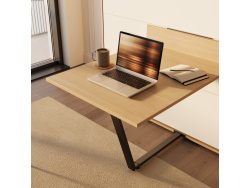 SMARTBett Murphy Bed with Desck M3 (55cm Depth) 180x200cm Vertica lKaiserberg Oak / White  Table Kaiserberg Oak