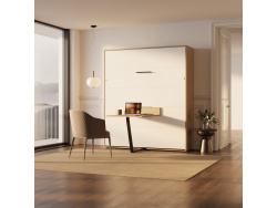 SMARTBett Murphy Bed incl Desk M3 (55cm Depth) 160x200cm VerticalKaiserberg Oak / White Desk Kaiserberg oak