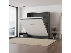 SMARTBett Schrankbett 160x200 Vertikal M3 Tiefe 55cm  Anthrazit/ Weiss