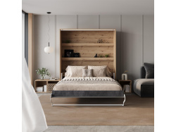 SMARTBett Murphy Bed 160x200 Vertical M3 Depth 55cm Wild Oak /Anthracite with upholstered Frame