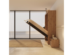SMARTBett Murphy Bed 160x200 Vertical M3 Depth 55cm Wild Oak /Anthracite with upholstered Frame