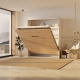 SMARTBett Murphy Bed 160x200 Vertical M3 Depth 55cm White/Kaiserberg oak  without upholstered frame