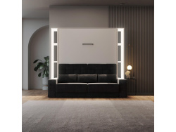 SMARTBett M1 Schrankbett Set mit Anthrazit Sofa, LED-Regalen & Schubladenarmlehnen