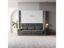SMARTBett M1 Schrankbett Set mit Anthrazit Sofa, LED-Regalen & Schubladenarmlehnen