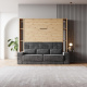 SMARTBett M1 Schrankbett Set mit Anthrazit Sofa, LED-Regalen & Schubladenarmlehnen