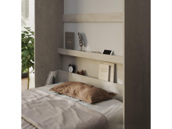 AKTION! NEU!!! SMARTBett Schrankbett Standard 120x200 Vertikal Beton/Weiss Hochglanz mit Gasdruckfedern