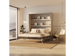 SMARTBett Murphy Bed 160x200 Vertical M3 Depth 55cm Pearl Grey /Kaiser Oak
