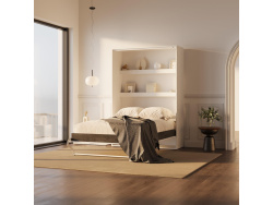 SMARTBett Murphy Bed 140x200 Vertical M3 Depth 55cm White with upholstered Frame