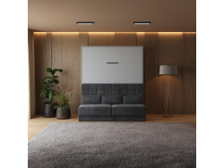 Smartbett Schrankbett mit SOFA M1 160x200 Vertikal Grau...