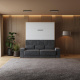Schrankbett M1 180x200 Vertikal Kaiserbeg Eiche /Weiss Hochglanz inkl.SOFA Anthrazit