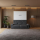 Schrankbett mit SOFA M1 160x200 Vertikal Kaiserberg Eiche /Weiss Hochglanz