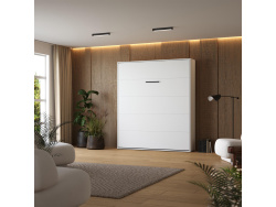 Schrankbett M1 180x200 Vertikal Weiss LIMITED EDITION! - Rückwand Kaiserberg Eiche
