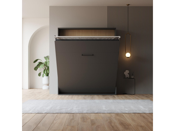 Schrankbett M1 160x200 Vertikal Anthrazit LIMITED EDITION! - Rückwand Kaiserberg Eiche
