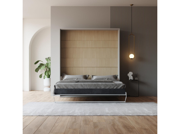 LIMITED EDITION! Murphy bed M1 180x200 Vertical Pearl Grey  Back Panel - Kayserberg Oak