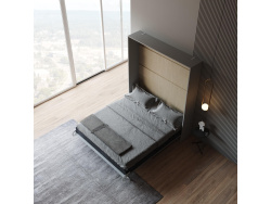 LIMITED EDITION! Murphy bed M1 180x200 Vertical Pearl Grey  Back Panel - Kayserberg Oak
