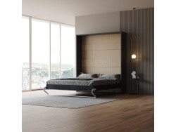 Schrankbett M1 160x200 Vertikal Anthrazit ohne Polsterrahmen LIMITED EDITION! - Rückwand Kaiserberg Eiche