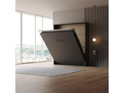 Schrankbett M1 160x200 Vertikal Anthrazit ohne Polsterrahmen LIMITED EDITION! - Rückwand Kaiserberg Eiche
