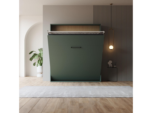 Schrankbett M1 160x200 Vertikal Steingrün  LIMITED EDITION! - Rückwand Kaiserberg Eiche