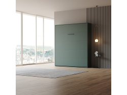 Schrankbett M1 160x200 Vertikal Steingrün  LIMITED EDITION! - Rückwand Kaiserberg Eiche