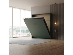 Schrankbett M1 160x200 Vertikal Steingrün  LIMITED EDITION! - Rückwand Kaiserberg Eiche