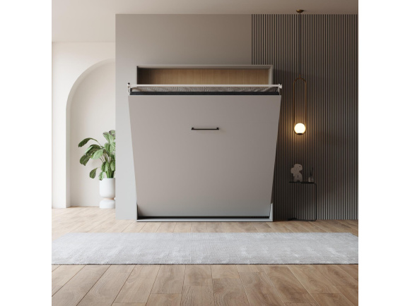 LIMITED EDITION!  Murphy bed M1 160x200 Vertical Pearl grey Back Panel - Kayserberg Oak
