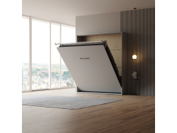 LIMITED EDITION!  Murphy bed M1 160x200 Vertical Pearl grey Back Panel - Kayserberg Oak