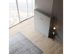 LIMITED EDITION!  Murphy bed M1 160x200 Vertical Pearl grey Back Panel - Kayserberg Oak