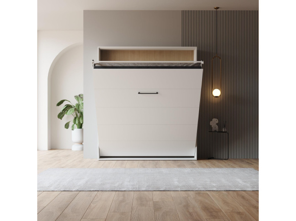 Schrankbett M1 160x200 Vertikal Weiss LIMITED EDITION! - Rückwand Kaiserberg Eiche
