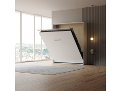 Schrankbett M1 160x200 Vertikal Weiss LIMITED EDITION! - Rückwand Kaiserberg Eiche