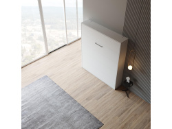Schrankbett M1 160x200 Vertikal Weiss LIMITED EDITION! - Rückwand Kaiserberg Eiche