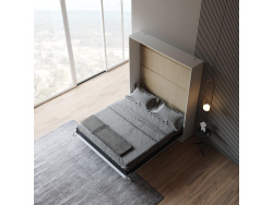 Schrankbett M1 160x200 Vertikal Weiss LIMITED EDITION! - Rückwand Kaiserberg Eiche