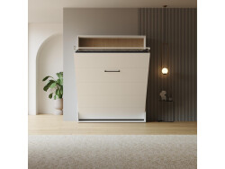 LIMITED EDITION!  Murphy bed M1 160x200 Vertical White  Back Panel - Kayserberg Oak without upholstered frame