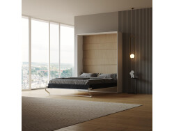 LIMITED EDITION!  Murphy bed M1 160x200 Vertical White  Back Panel - Kayserberg Oak without upholstered frame