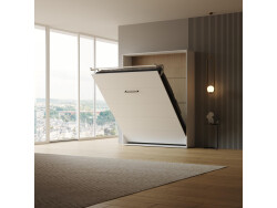 LIMITED EDITION!  Murphy bed M1 160x200 Vertical White  Back Panel - Kayserberg Oak without upholstered frame