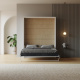 LIMITED EDITION!  Murphy bed M1 160x200 Vertical White  Back Panel - Kayserberg Oak without upholstered frame