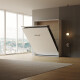 LIMITED EDITION!  Murphy bed M1 160x200 Vertical White  Back Panel - Kayserberg Oak without upholstered frame