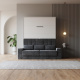 SMARTBett Schrankbett M1 160x200 Vertikal Weiss mit SOFA Anthrazit Armlehnen 26 cm mit Stauraum