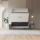 SMARTBett Schrankbett M1 160x200 Vertikal Weiss mit SOFA Anthrazit Armlehnen 26 cm mit Stauraum