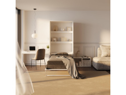 SMARTBett M3 wall bed 100x200 vertical 55 cm depth white/white with upholstered frame