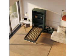 SMARTBett M3 wall bed 100x200 vertical 55 cm depth Stone  Green