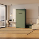 SMARTBett M3 wall bed 100x200 vertical 55 cm depth Stone  Green
