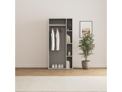 SMARTBett Schrank STA.2.0018 (Serie M2 Tiefe 55cm) Höhe 188,2cm PERLGRAU mit 2 Glastüren, zum 160H-M2-Schrankbett