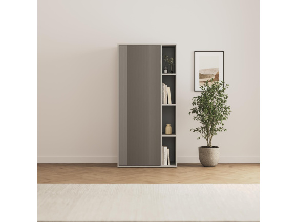 SMARTBett Schrank STA.2.0018 (Serie M2 Tiefe 55cm) Höhe 188,2cm PERLGRAU/ WAVES Anthrazit