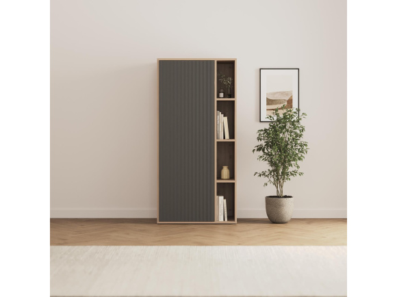 SMARTBett Schrank STA.2.0018 (Serie M2 Tiefe 55cm) Höhe 188,2cm Wildeiche/WAVES Anthrazit