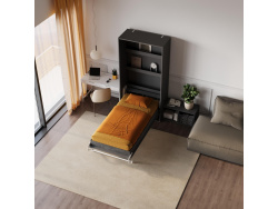 SMARTBett wall bed (M3 series, 55cm deep) 100x200 vertical, anthracite/anthracite