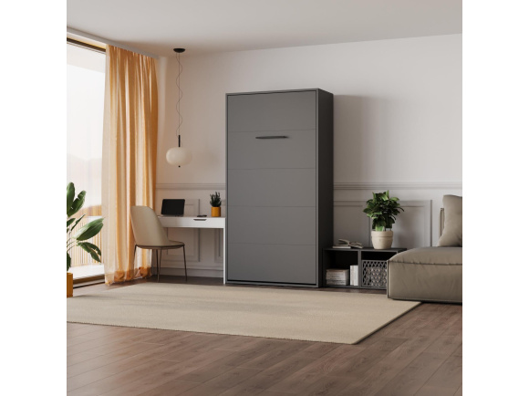 SMARTBett M3 wall bed 100x200 vertical 55 cm depth Anthracite/Anthracite with upholstered frame