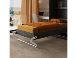 SMARTBett wall bed (M3 series, 55cm deep) 100x200 vertical, anthracite/anthracite with upholstered frame