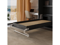 SMARTBett wall bed (M3 series, 55cm deep) 100x200 vertical, anthracite/anthracite with upholstered frame