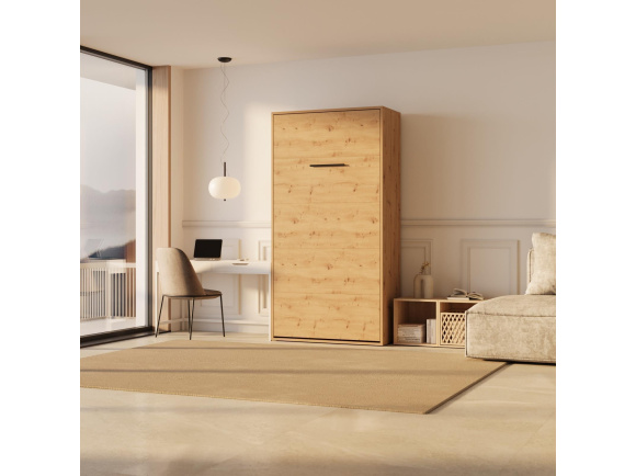 SMARTBett M3 wall bed 100x200 vertical 55 cm depth wild oak/ wild oak